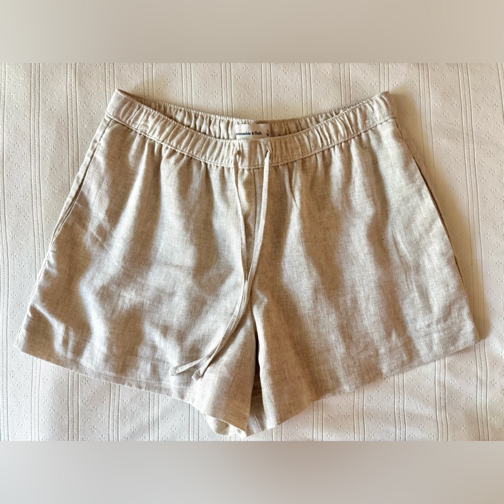 Abercrombie Mid Rise Linen-Blend Pull-On Short